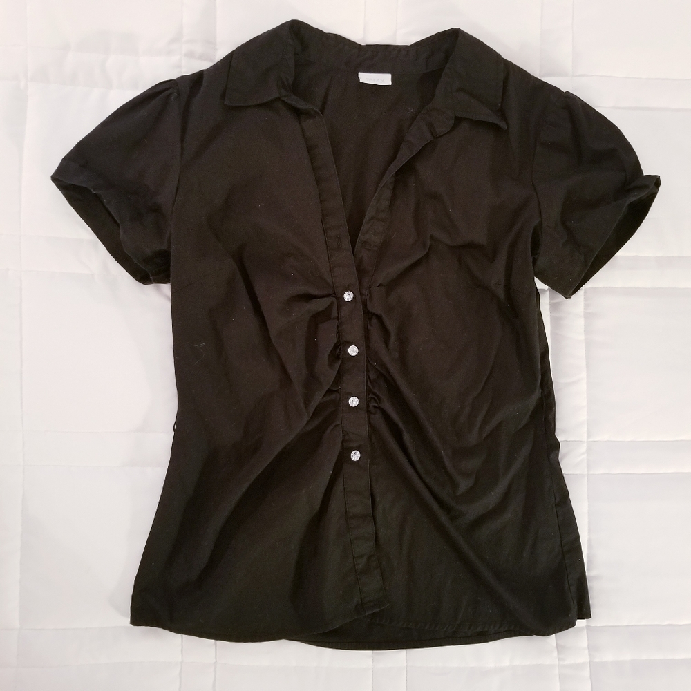 3/$45 | Suzy Shier | Black Blouse Shortsleeve Gems